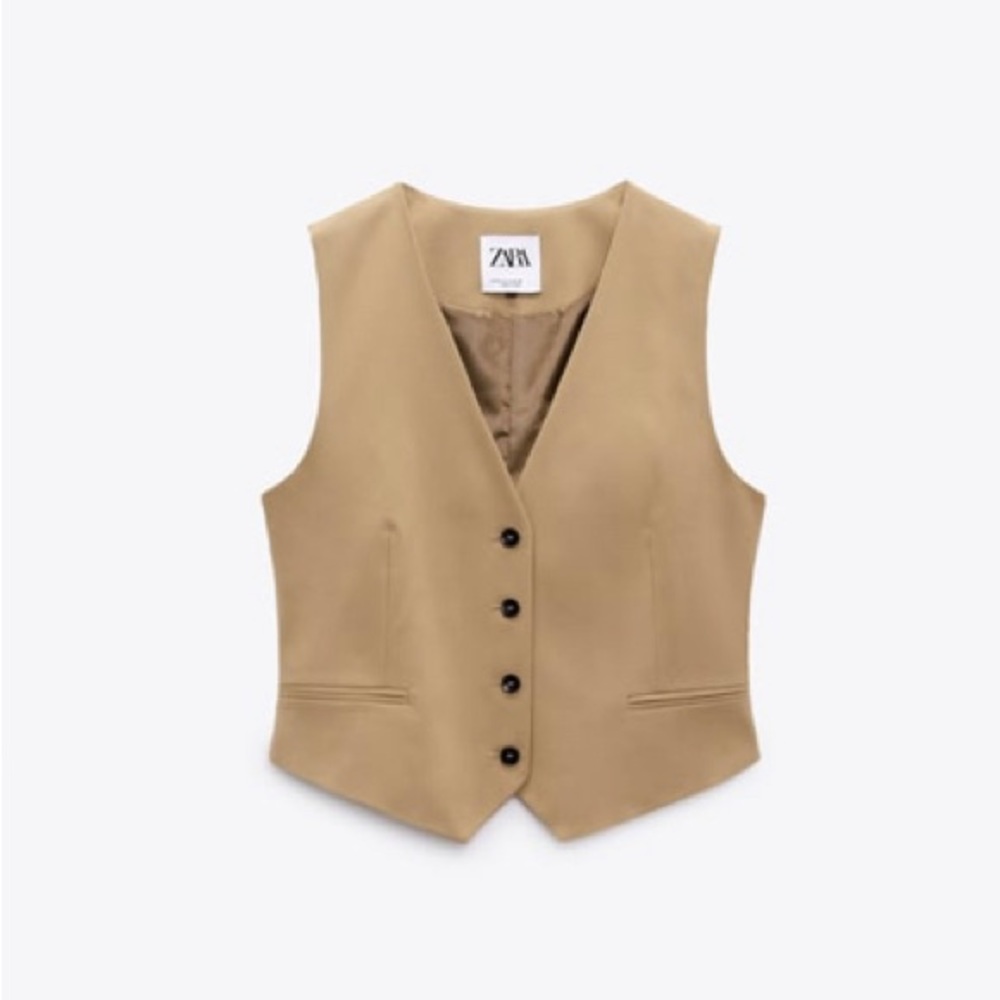 Zara Tailored Vest Beige. Size XS
